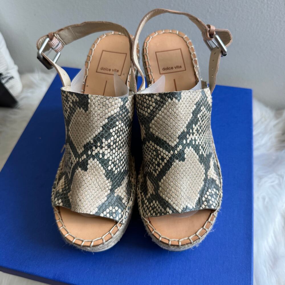 Dolce Vita Snakeprint Platform Espadrille Wedge Sandals Size 7.5